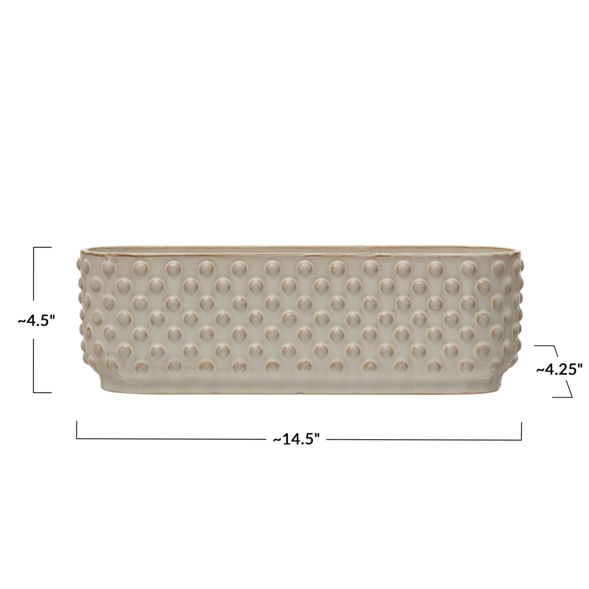 Hello Honey® 15" White Stoneware 3 Section Window Planter